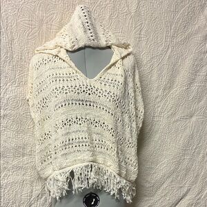 American Eagle Outfitters Cream Hooded Poncho